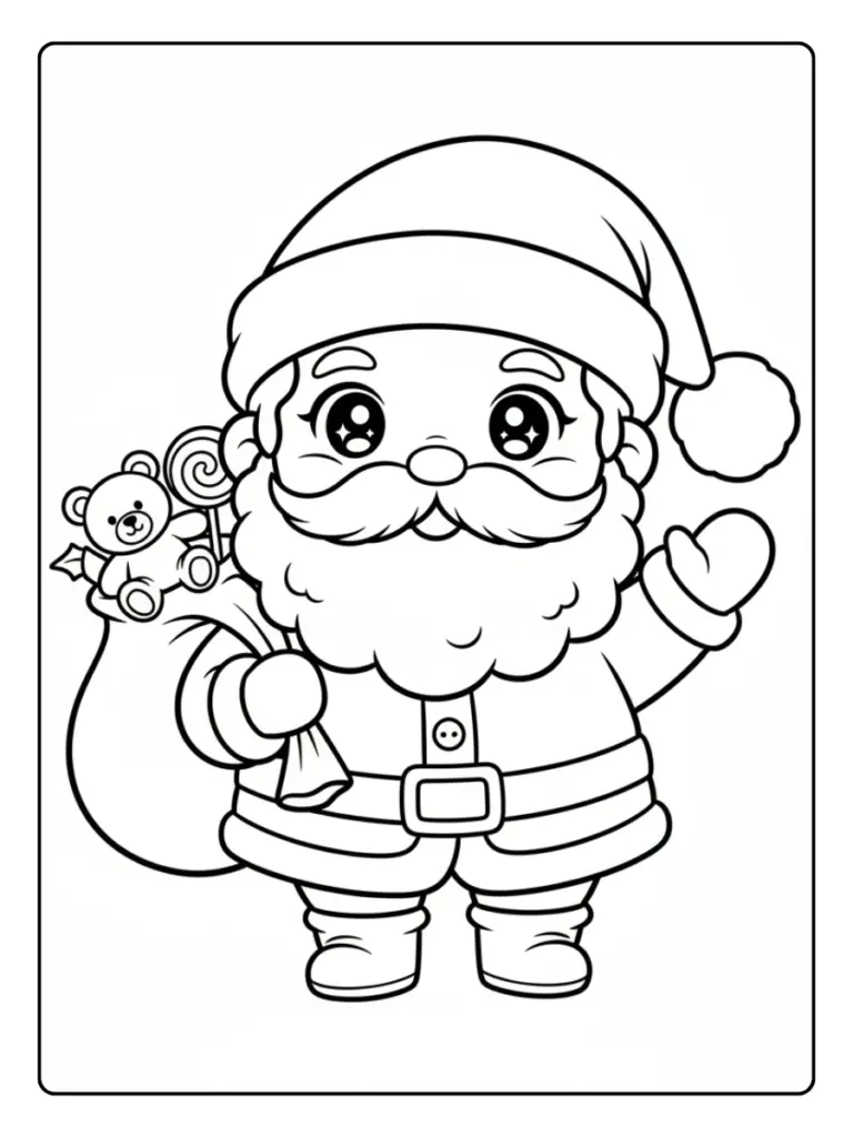 Babbo Natale kawaii da colorare