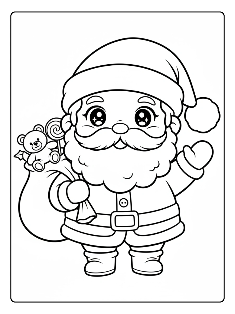 Babbo Natale kawaii da colorare