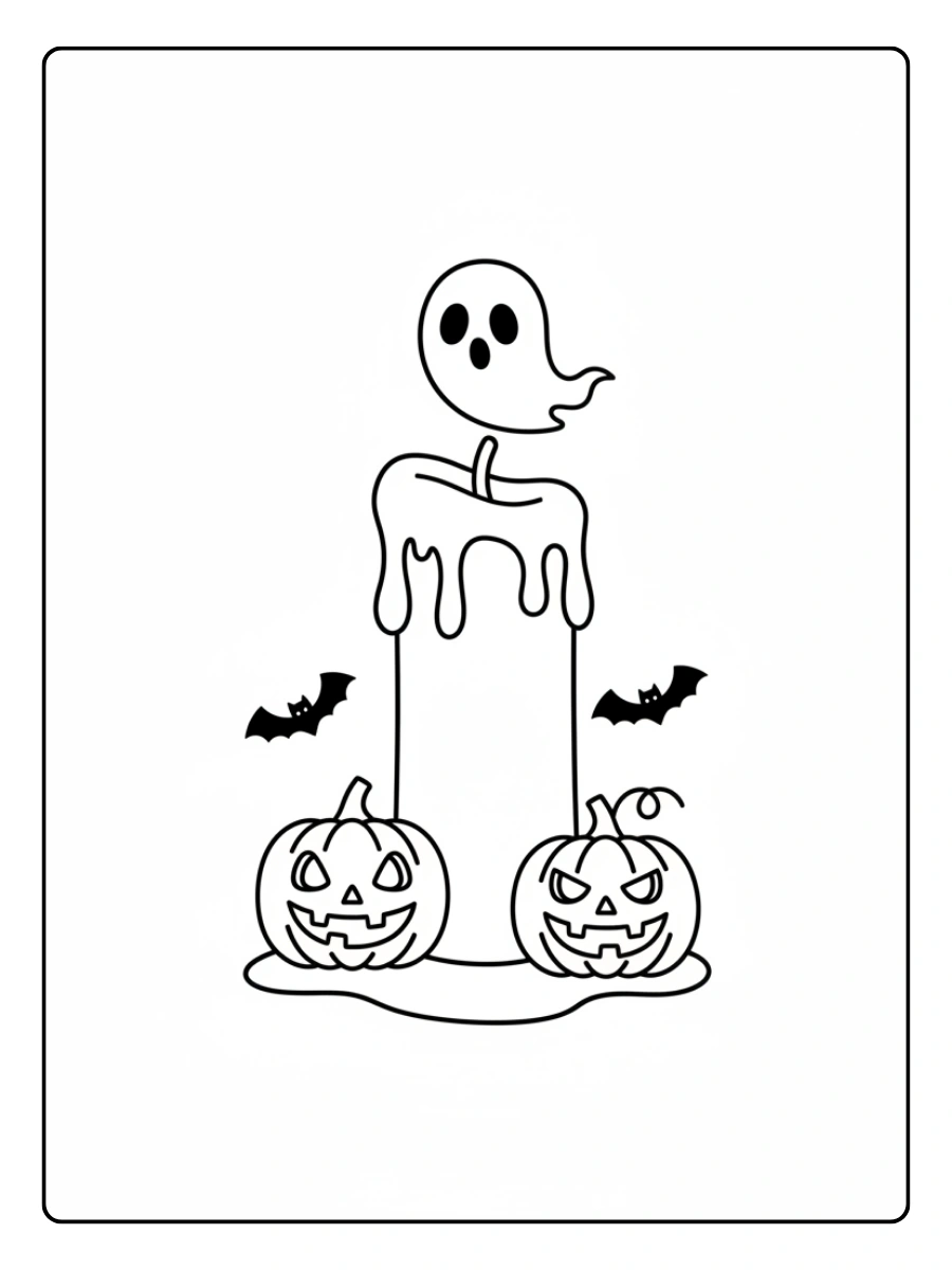 Candela spettrale Halloween da colorare