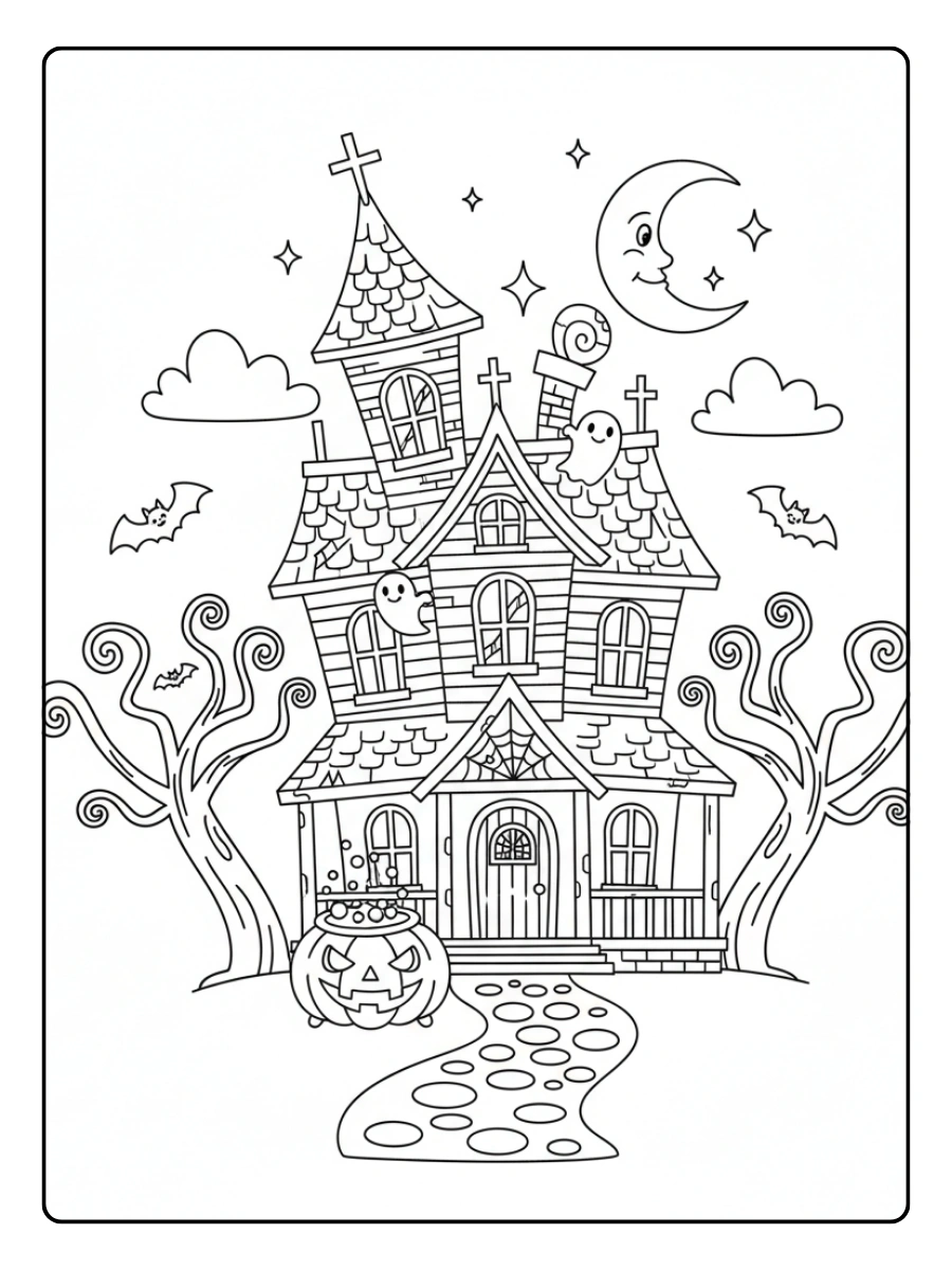 Casa infestata Halloween da colorare