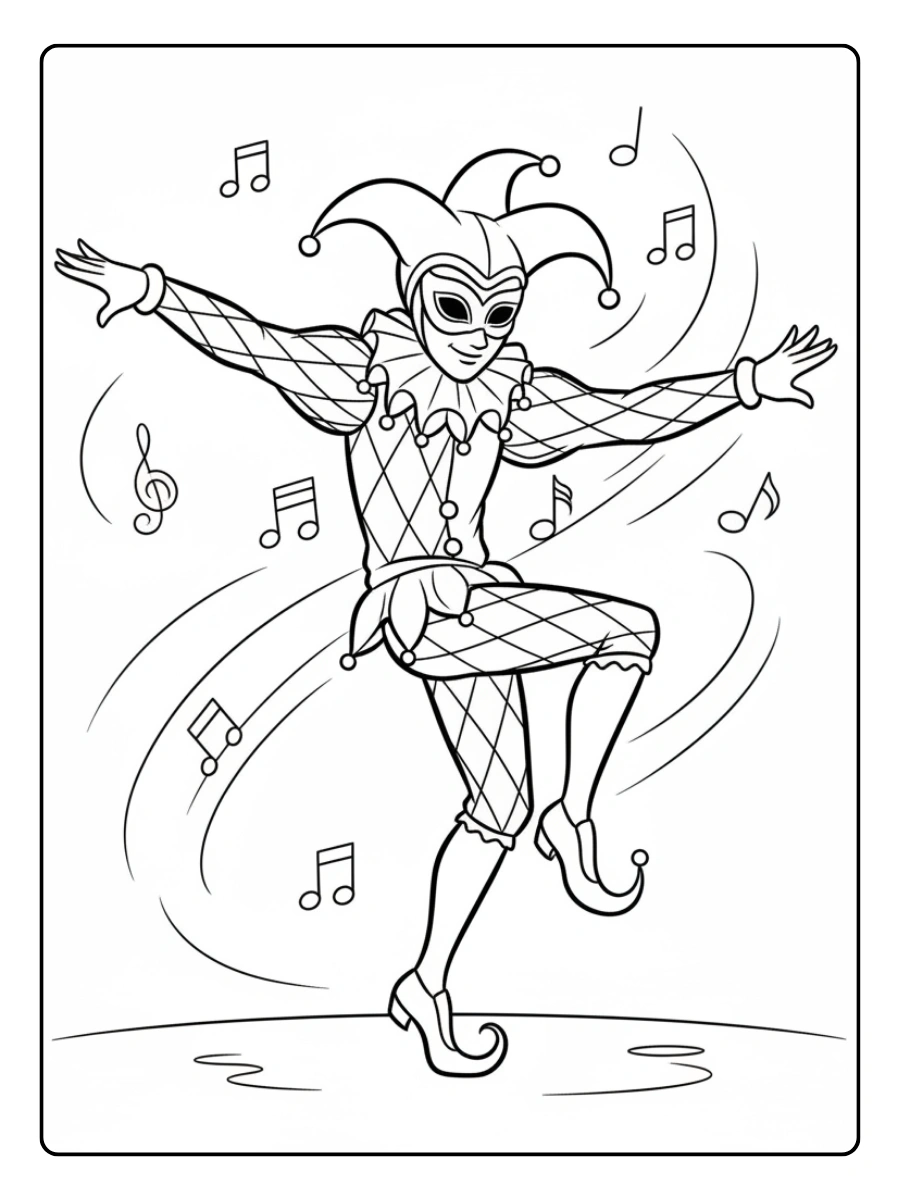 Disegni da Colorare Arlecchino – Arlecchino che danza