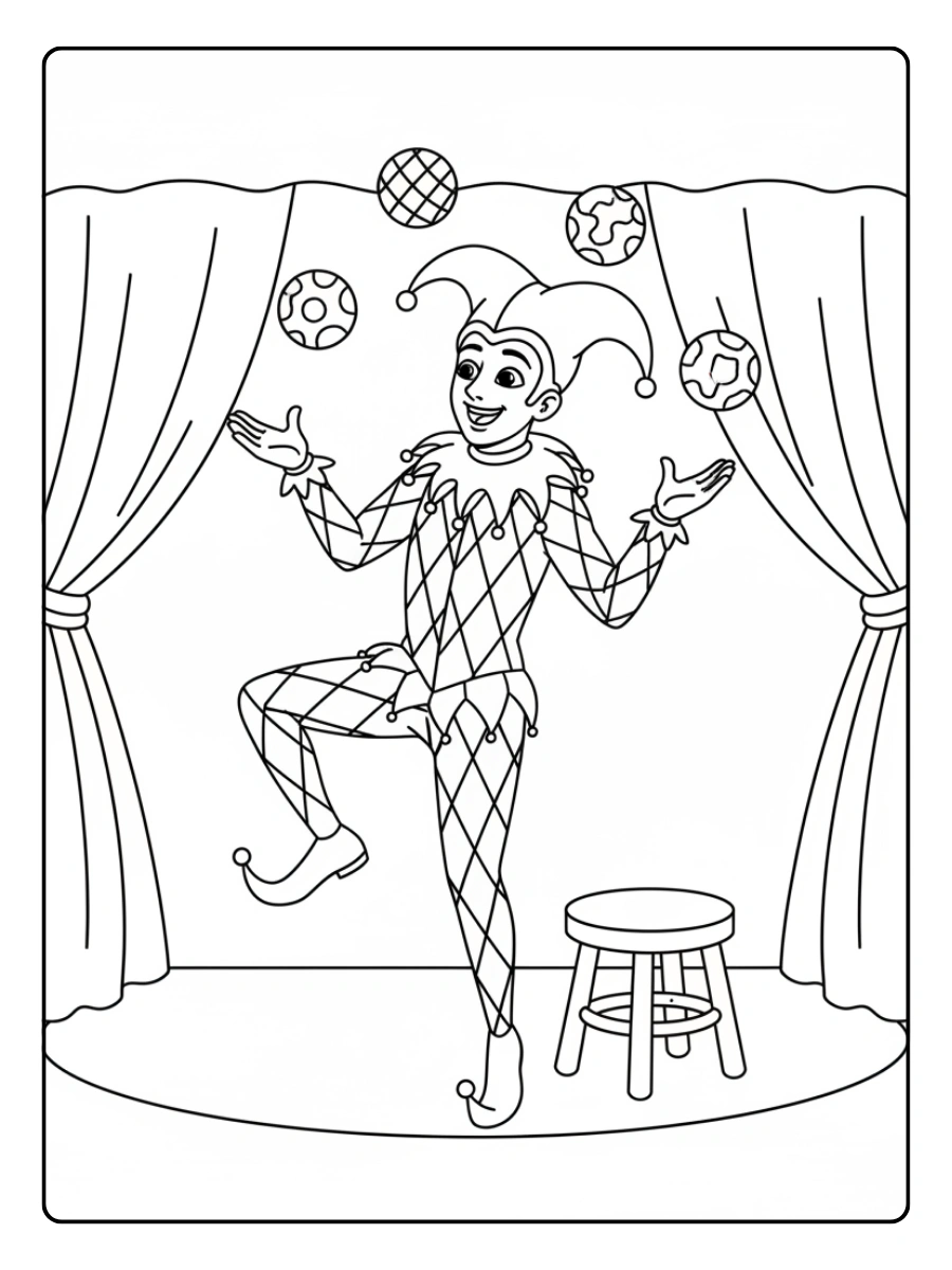 Disegni da Colorare Arlecchino – Arlecchino che gioca