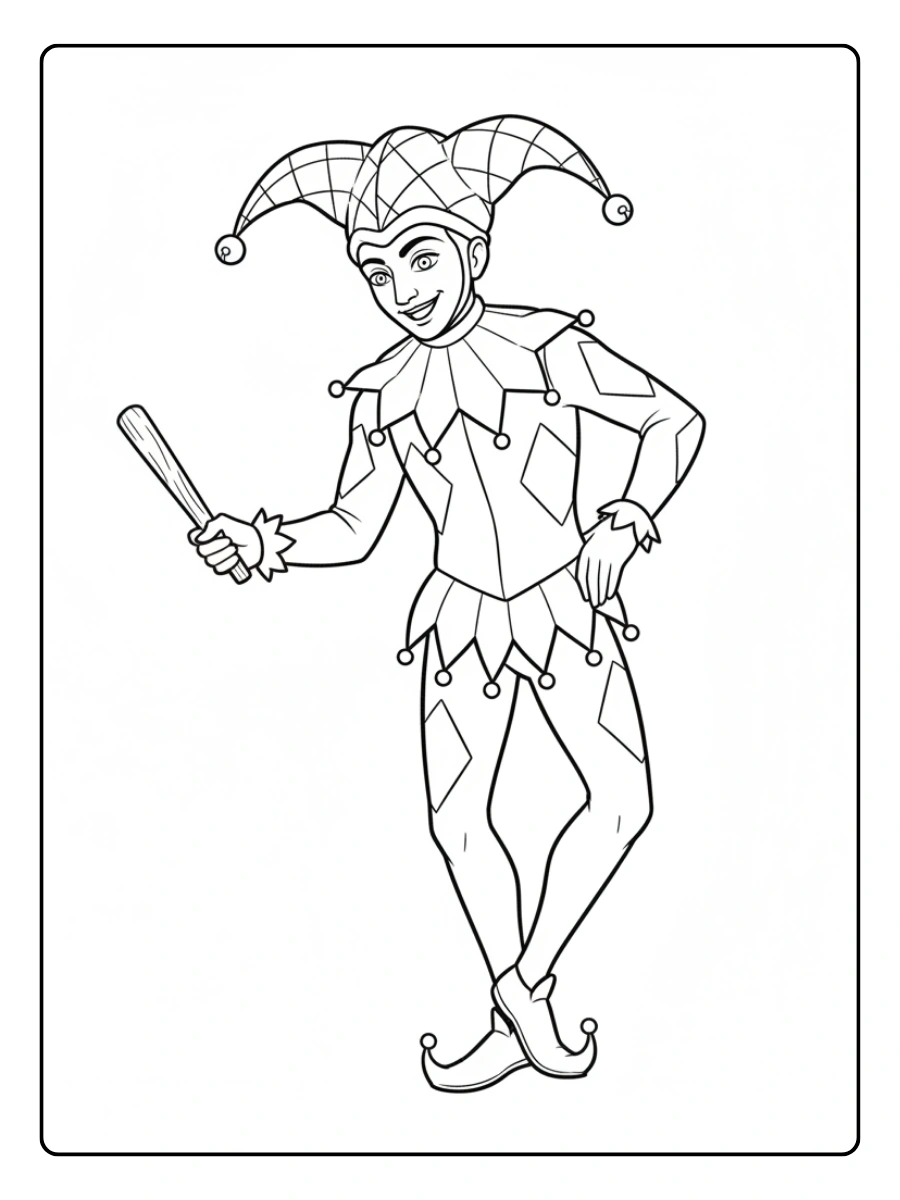 Disegni da Colorare Arlecchino – Arlecchino con cappello