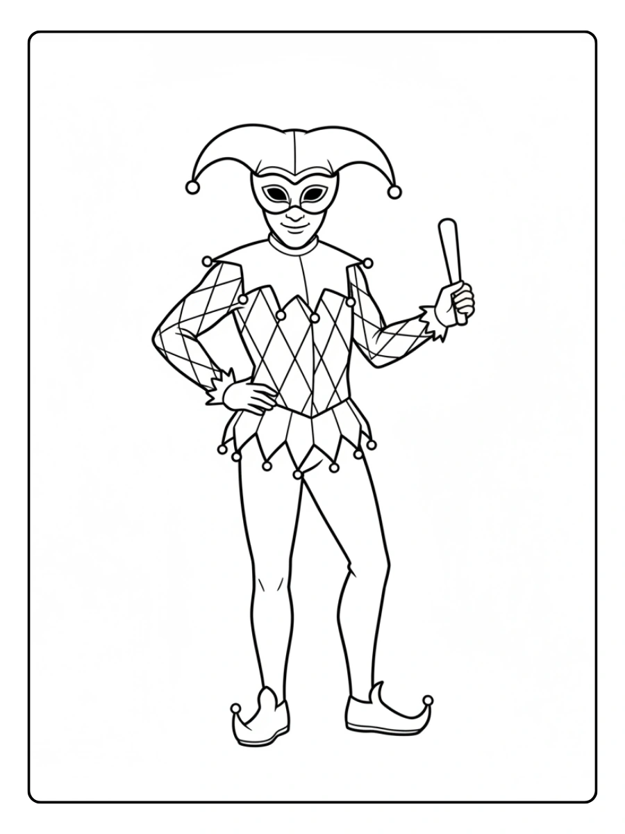 Disegni da Colorare Arlecchino – Arlecchino con maschera