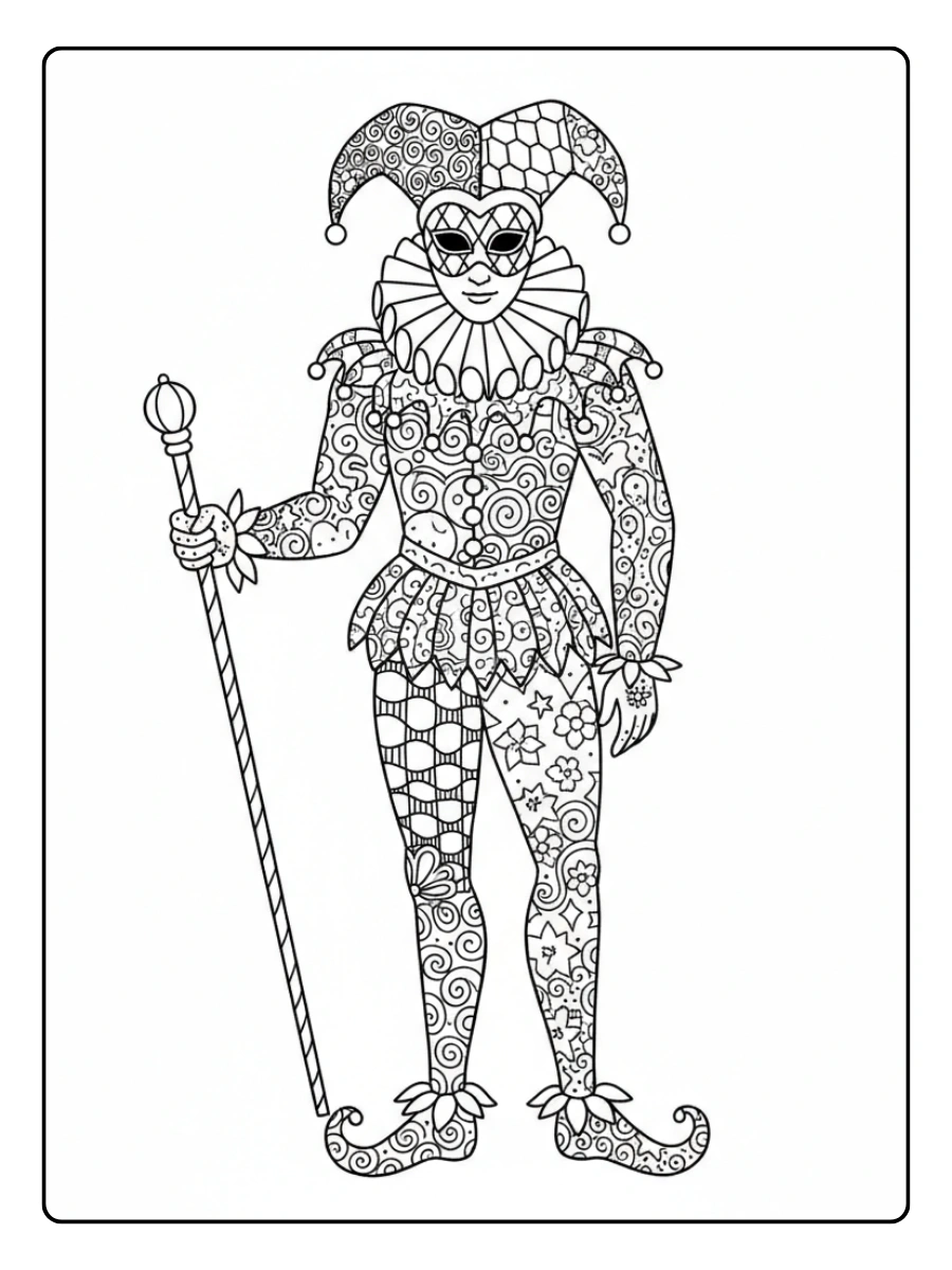 Disegni da Colorare Arlecchino – Arlecchino decorato