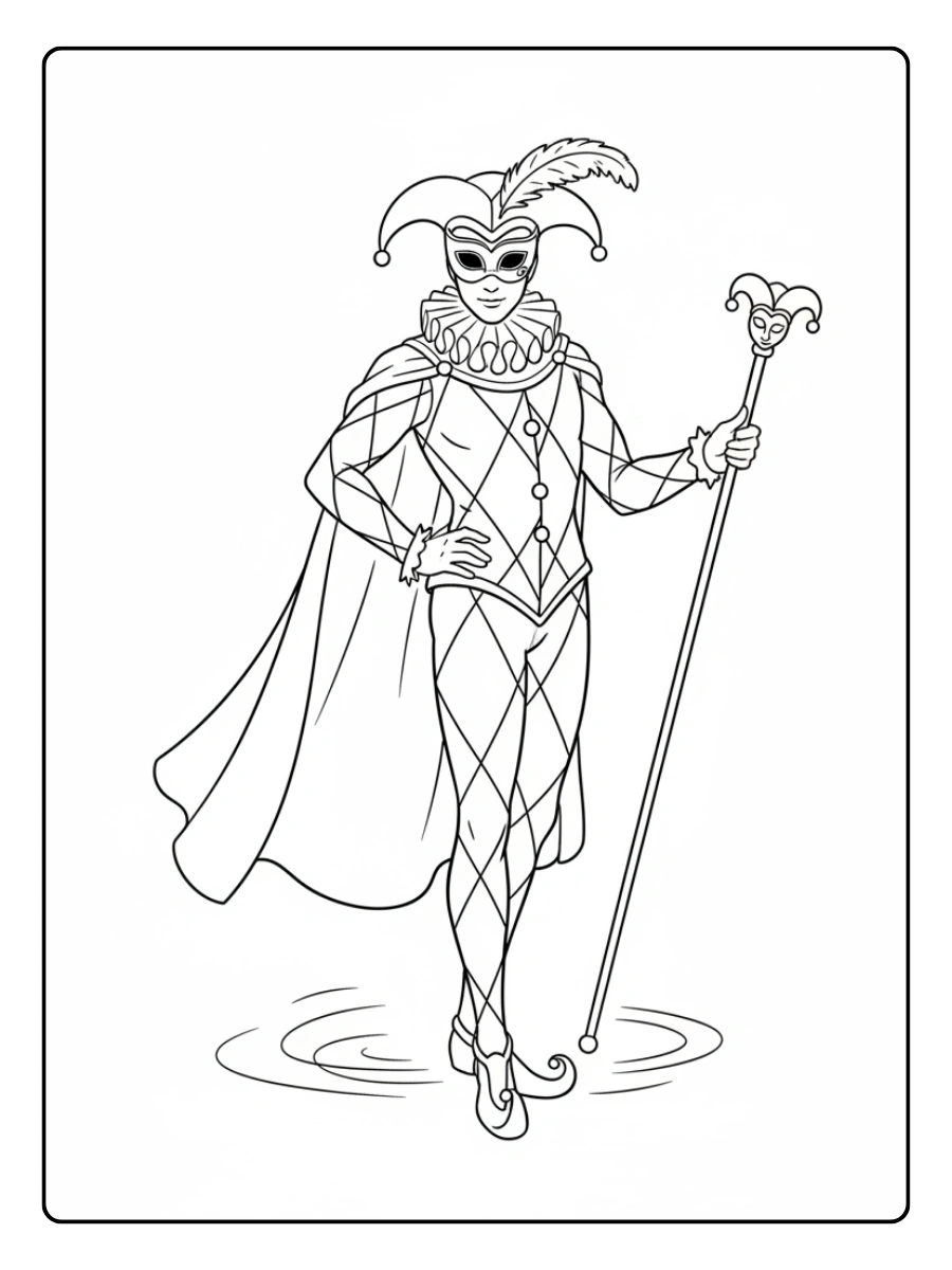 Disegni da Colorare Arlecchino – Arlecchino elegante