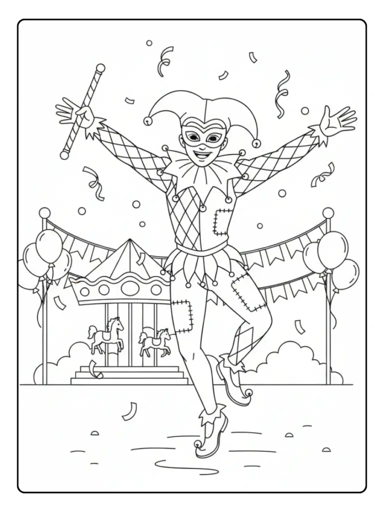 Disegni da Colorare Arlecchino – Arlecchino in festa