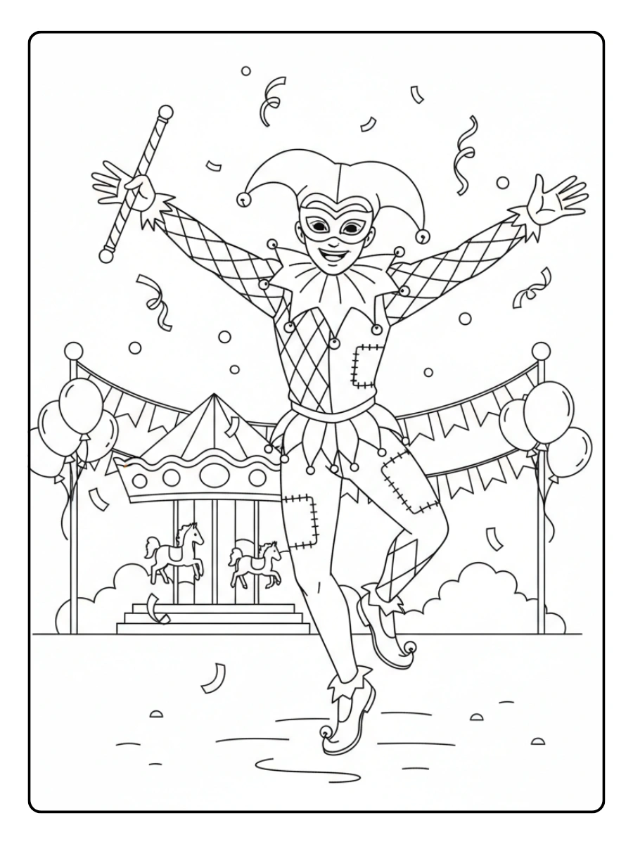 Disegni da Colorare Arlecchino – Arlecchino in festa