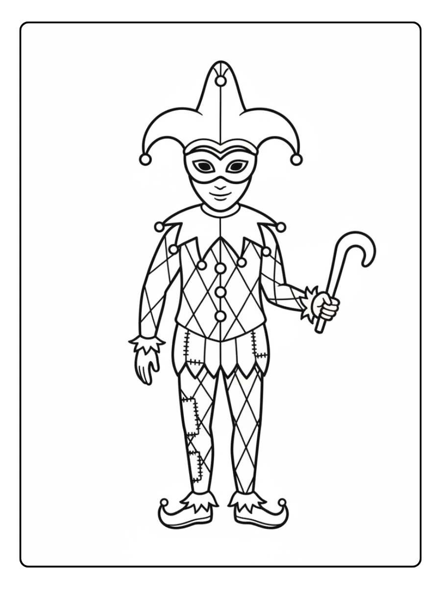 Disegni da Colorare Arlecchino – Arlecchino in maschera