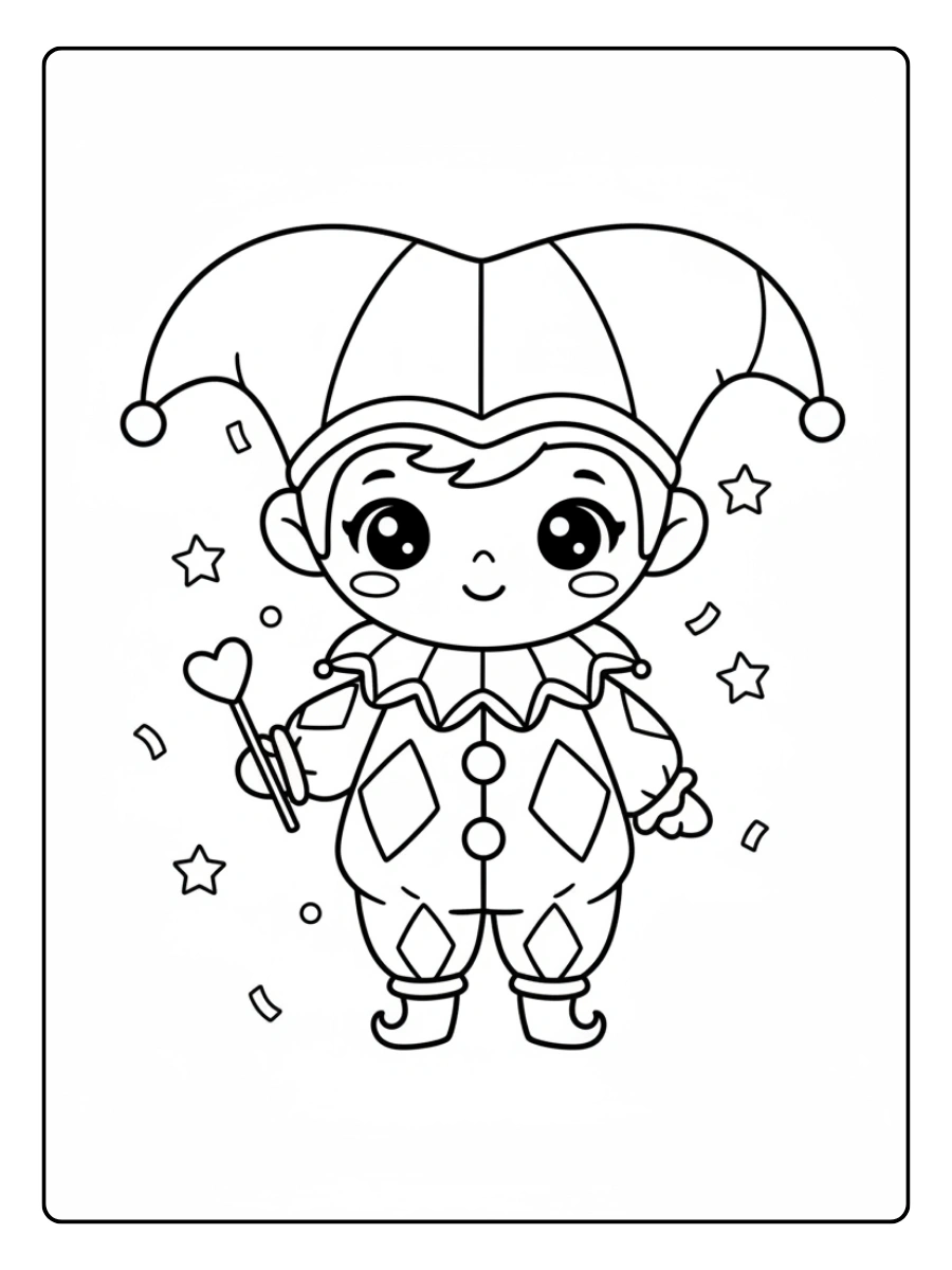 Disegni da Colorare Arlecchino – Arlecchino kawaii