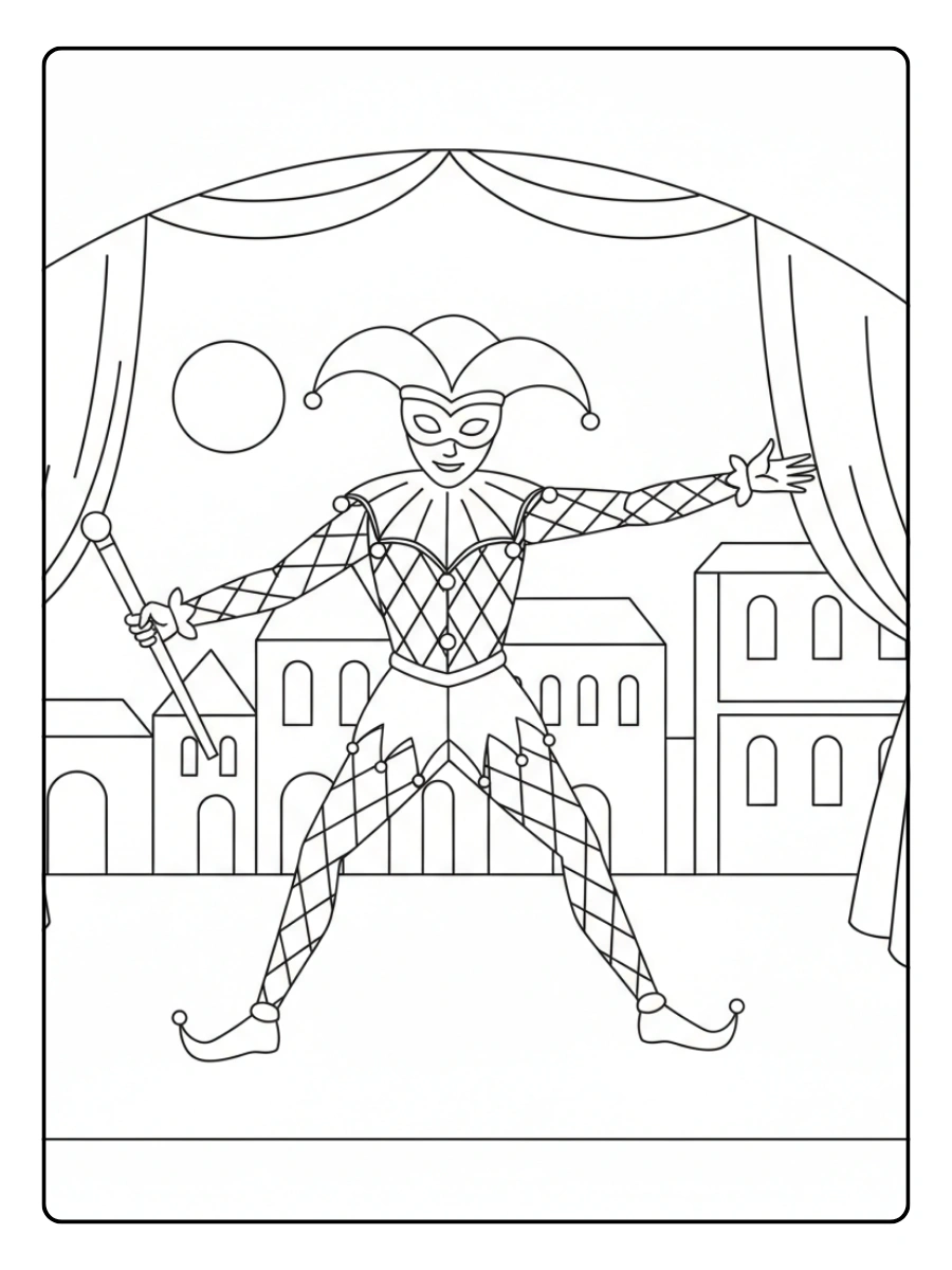 Disegni da Colorare Arlecchino – Arlecchino scena teatrale