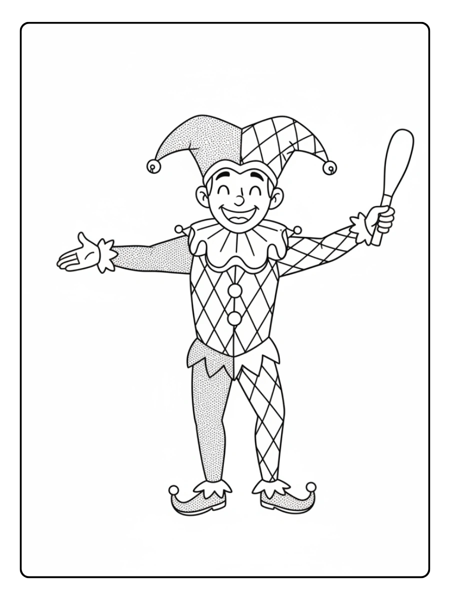 Disegni da Colorare Arlecchino – Arlecchino sorridente