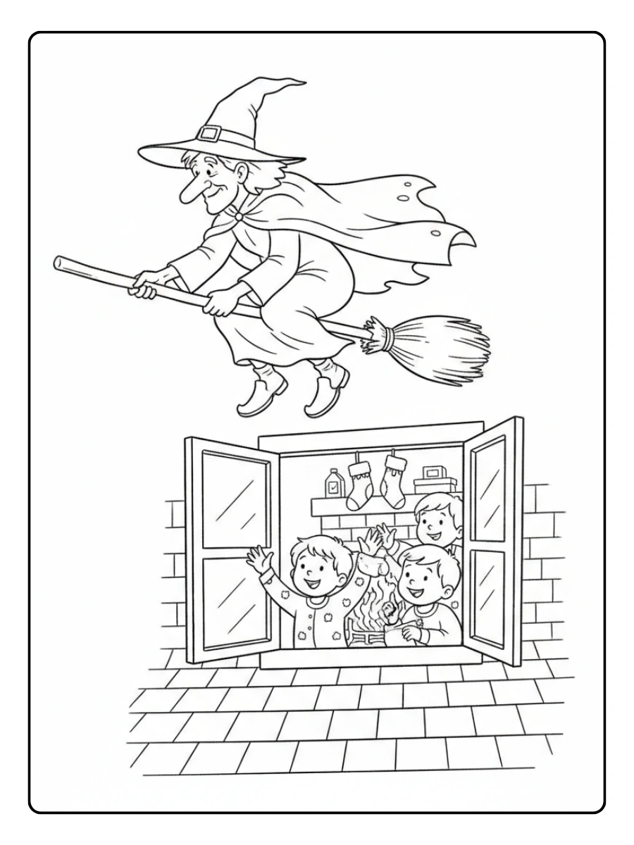 Disegni da Colorare Befana – Befana con bambini