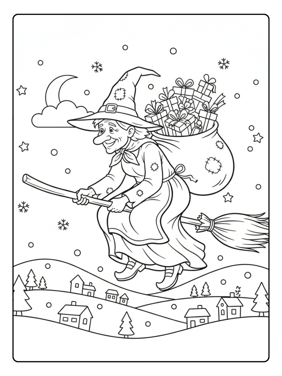Disegni da Colorare Befana – Befana con cappello