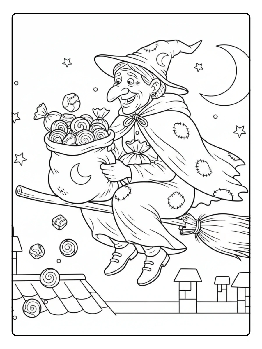Disegni da Colorare Befana – Befana con carbone dolce