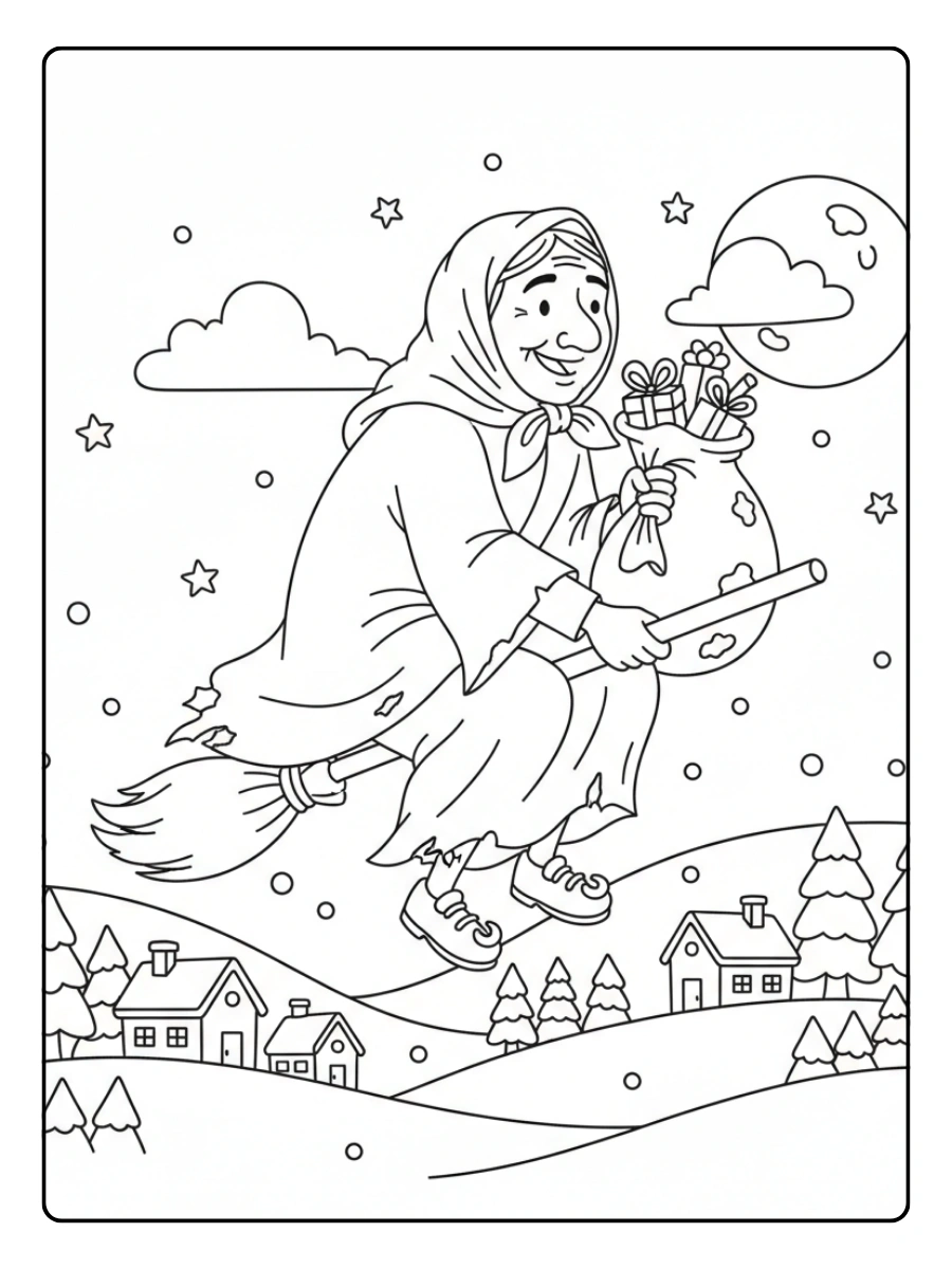Disegni da Colorare Befana – Befana invernale