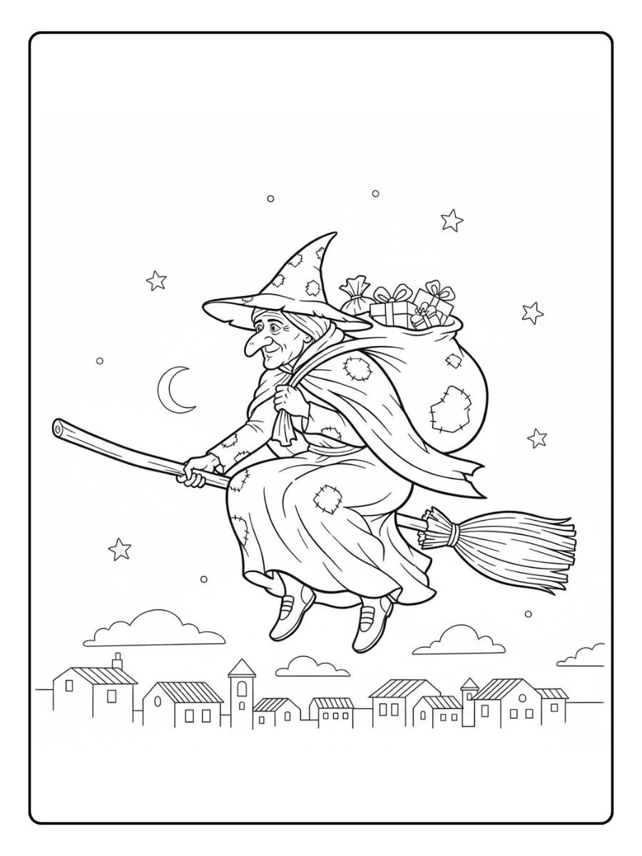 Disegni da Colorare Befana – Befana per la scuola