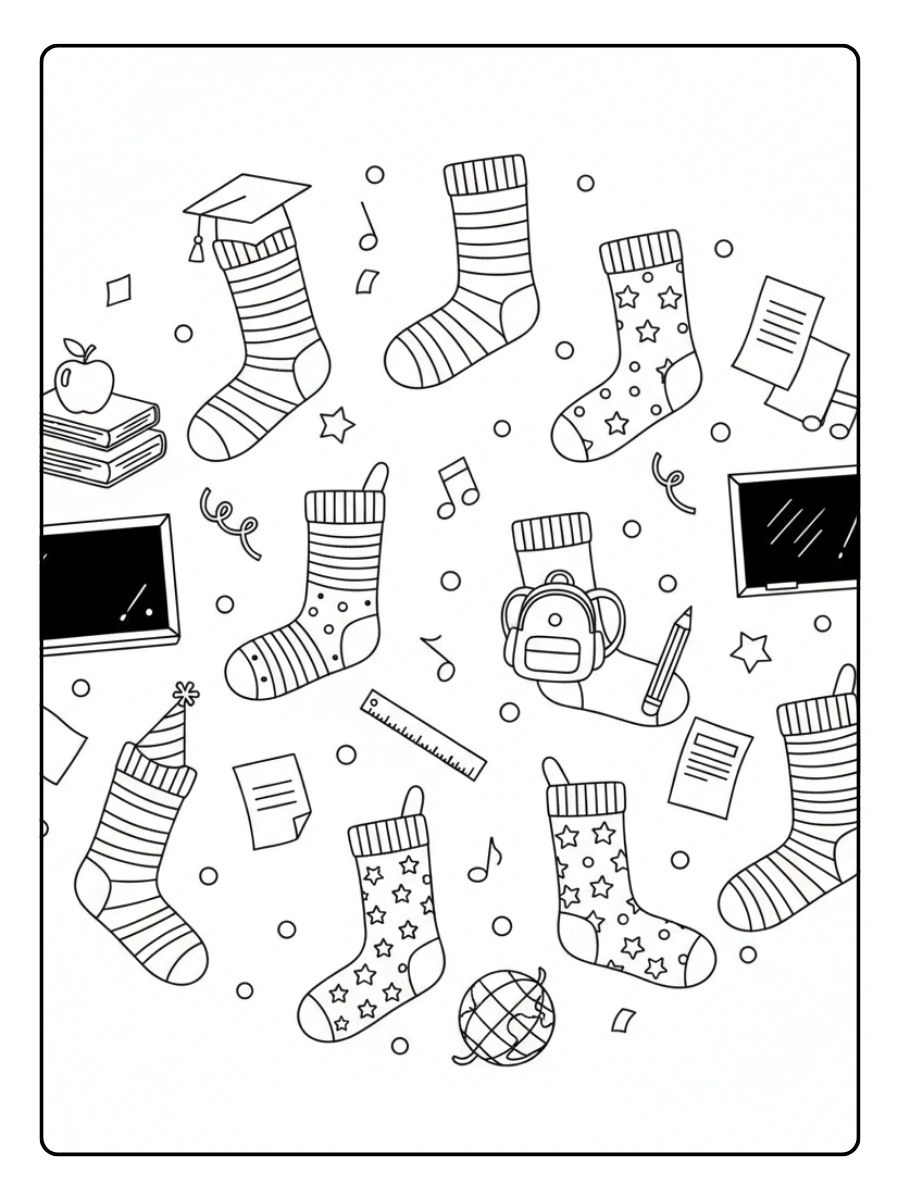 Disegni da Colorare Calzini Spaiati – Calzini a scuola
