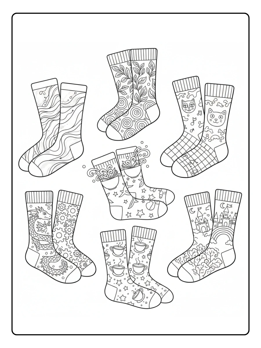 Disegni da Colorare Calzini Spaiati – Calzini artistici