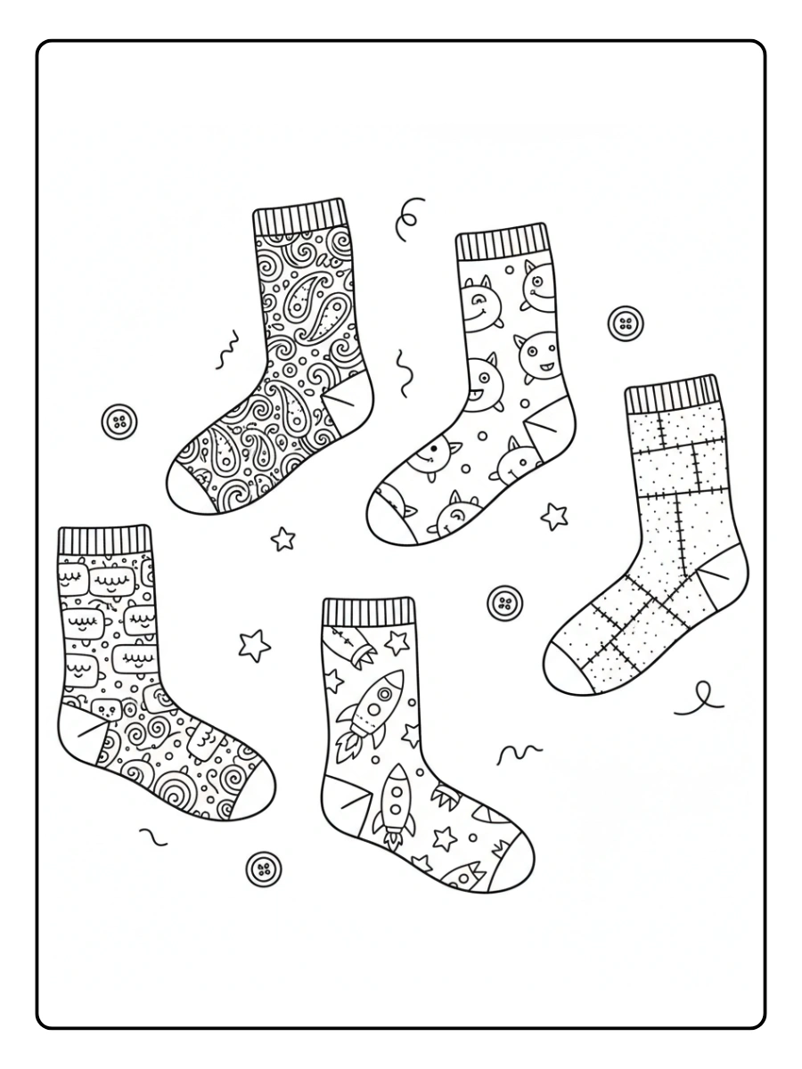 Disegni da Colorare Calzini Spaiati – Calzini creativi