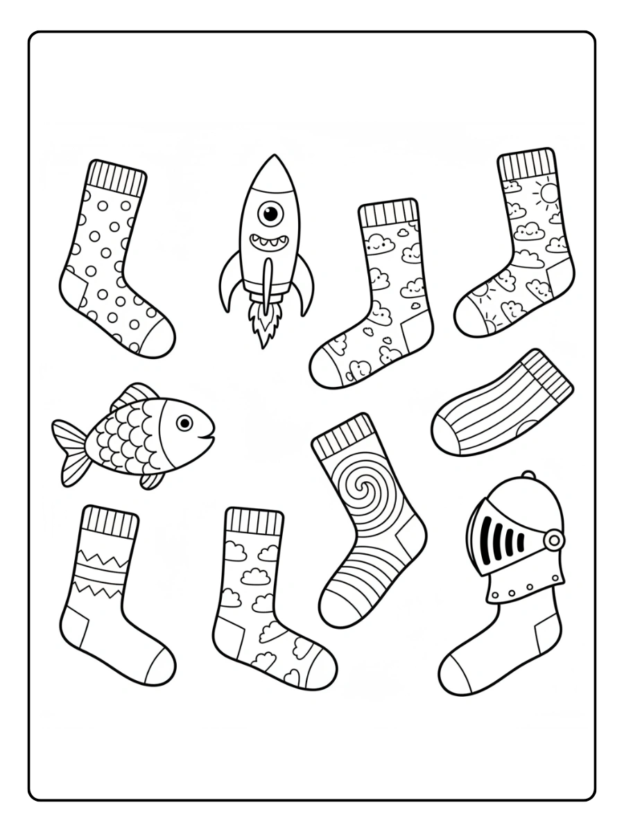 Disegni da Colorare Calzini Spaiati – Calzini divertenti
