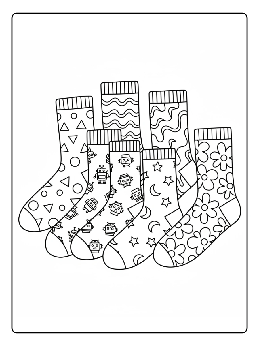 Disegni da Colorare Calzini Spaiati – Calzini moderni