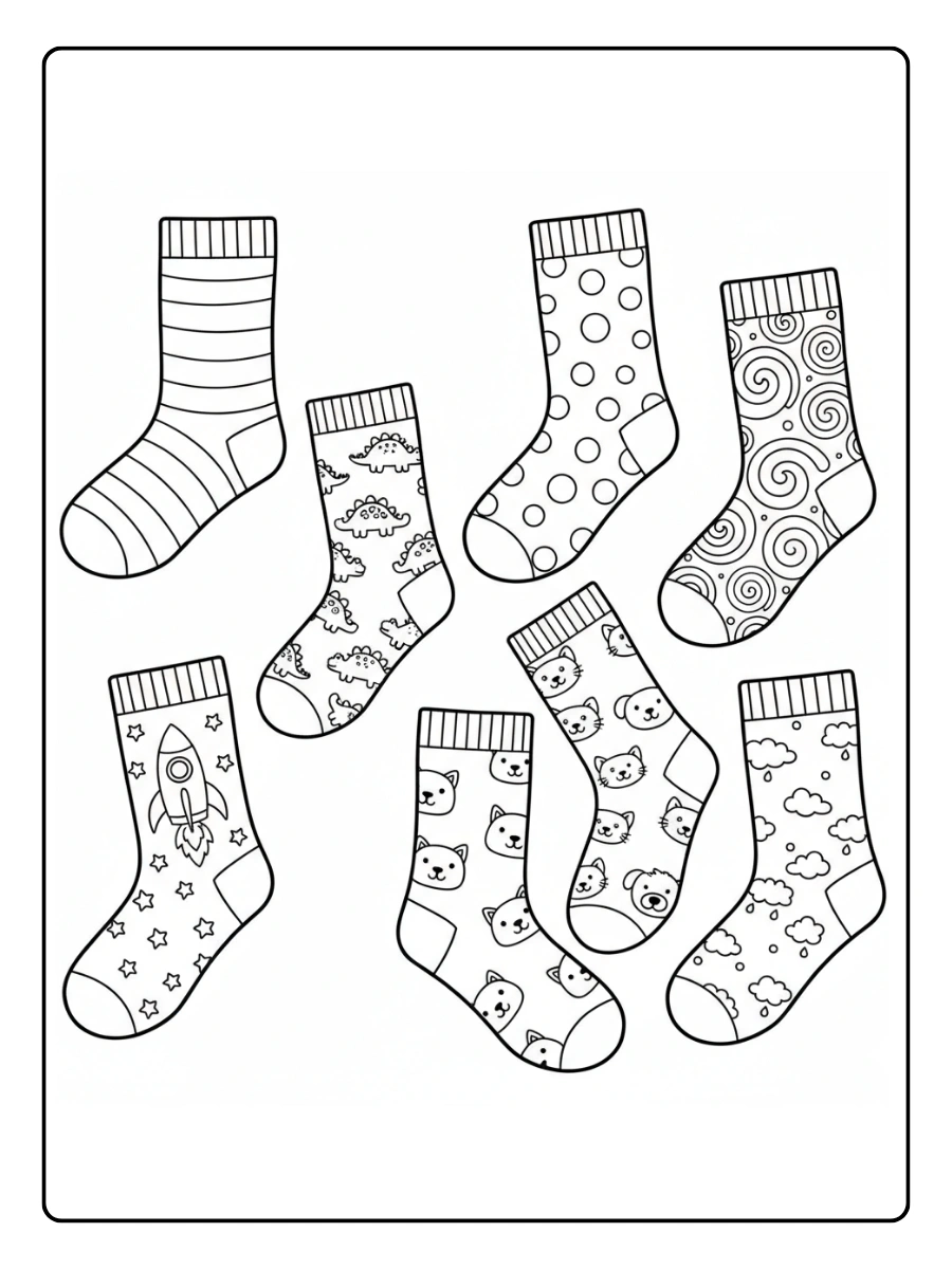 Disegni da Colorare Calzini Spaiati – Calzini per bambini