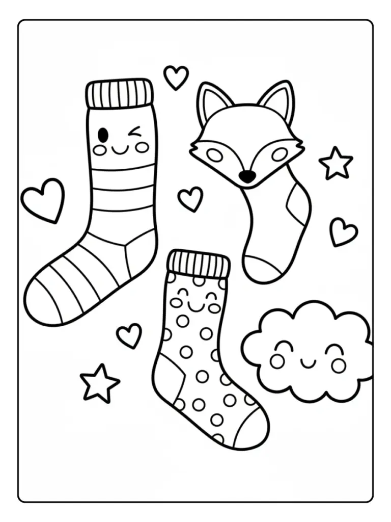 Disegni da Colorare Calzini Spaiati – Calzini sorridenti