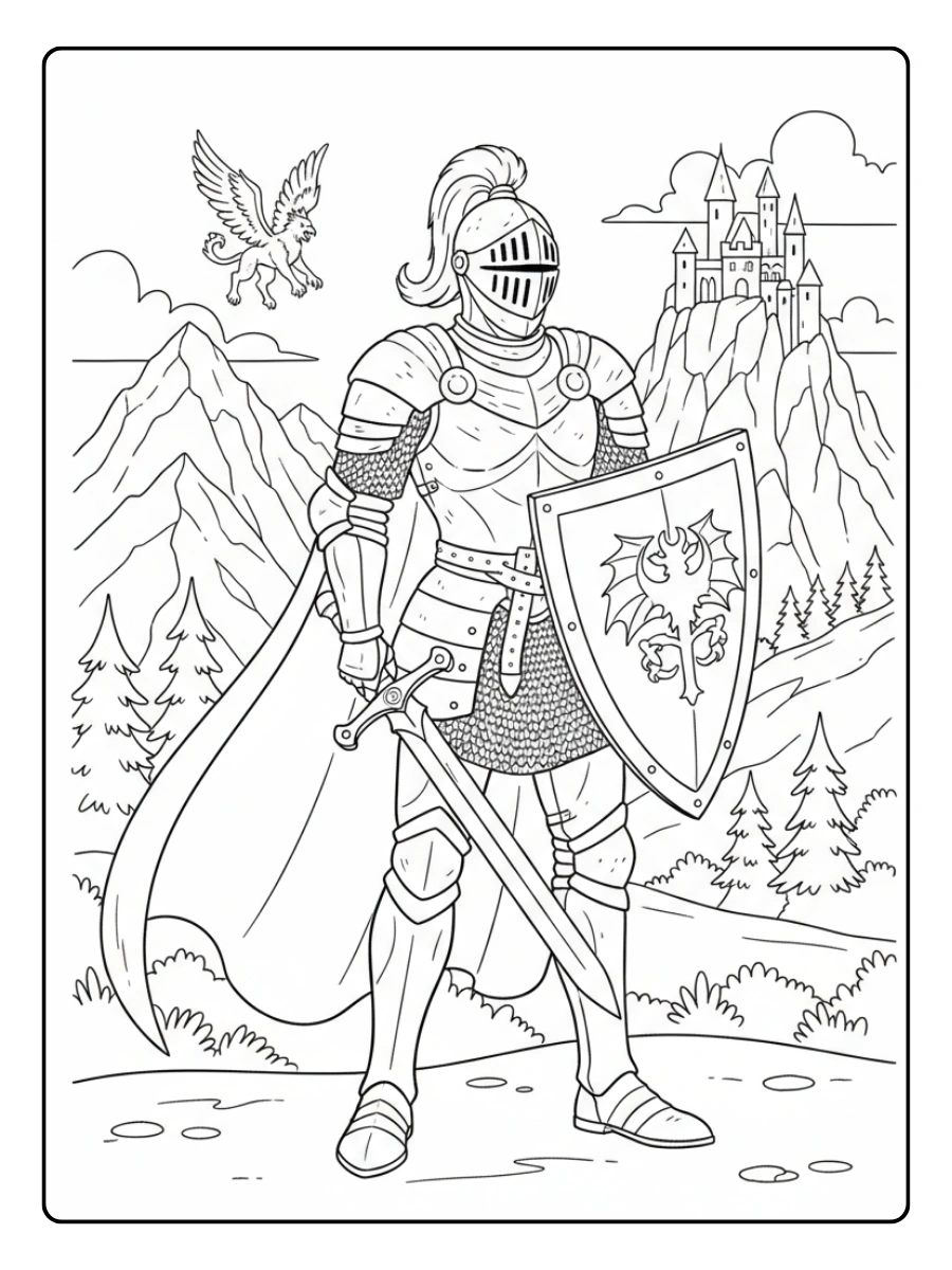 Disegni da Colorare Fantasy – Cavaliere