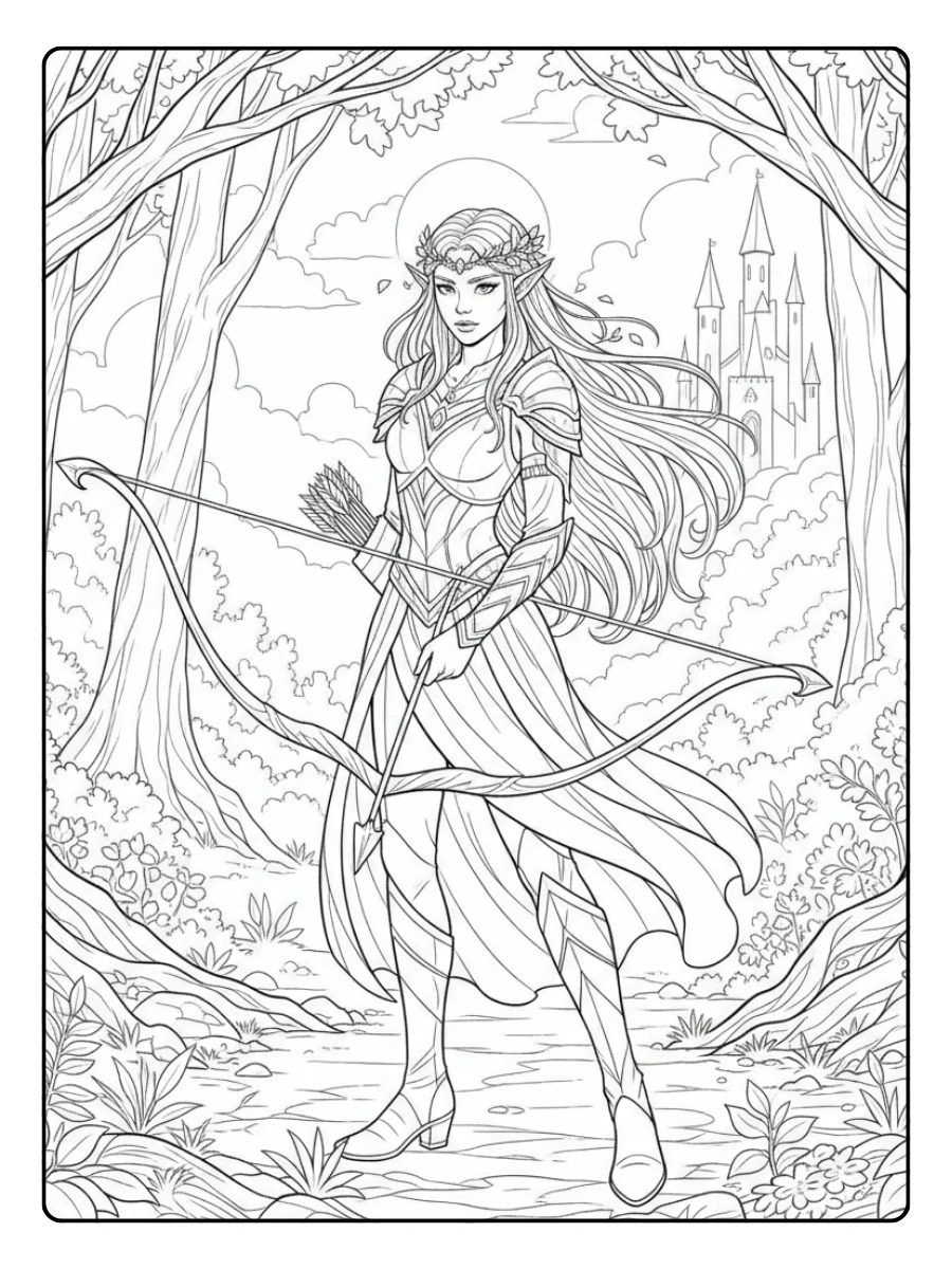 Disegni da Colorare Fantasy – Elfo