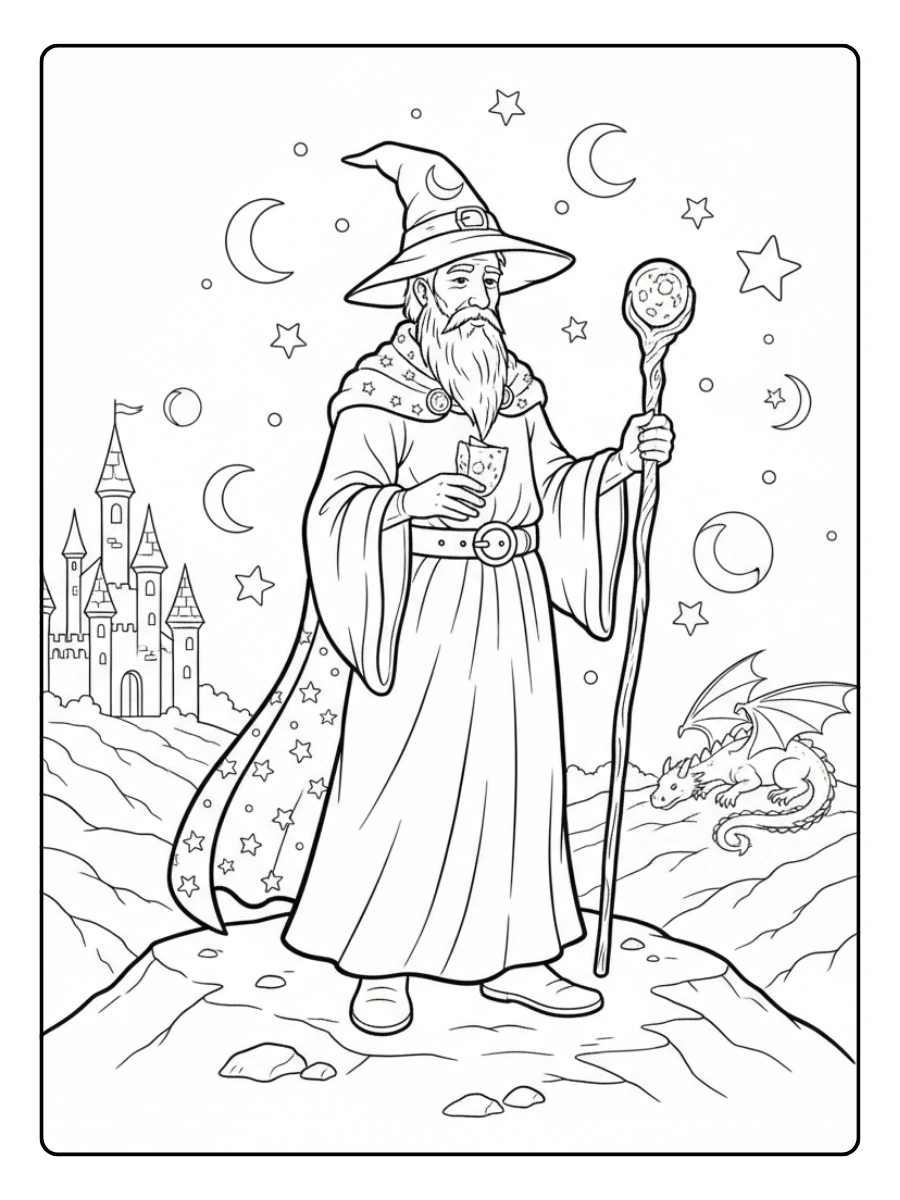 Disegni da Colorare Fantasy – Mago