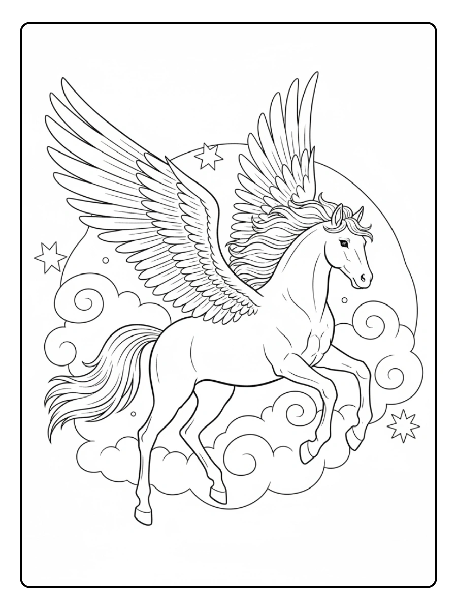 Disegni da Colorare Fantasy – Pegaso
