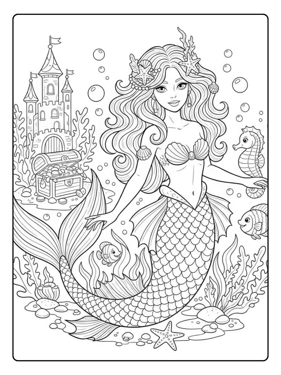 Disegni da Colorare Fantasy – Sirena fantasy