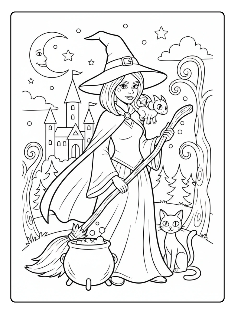 Disegni da Colorare Fantasy – Strega