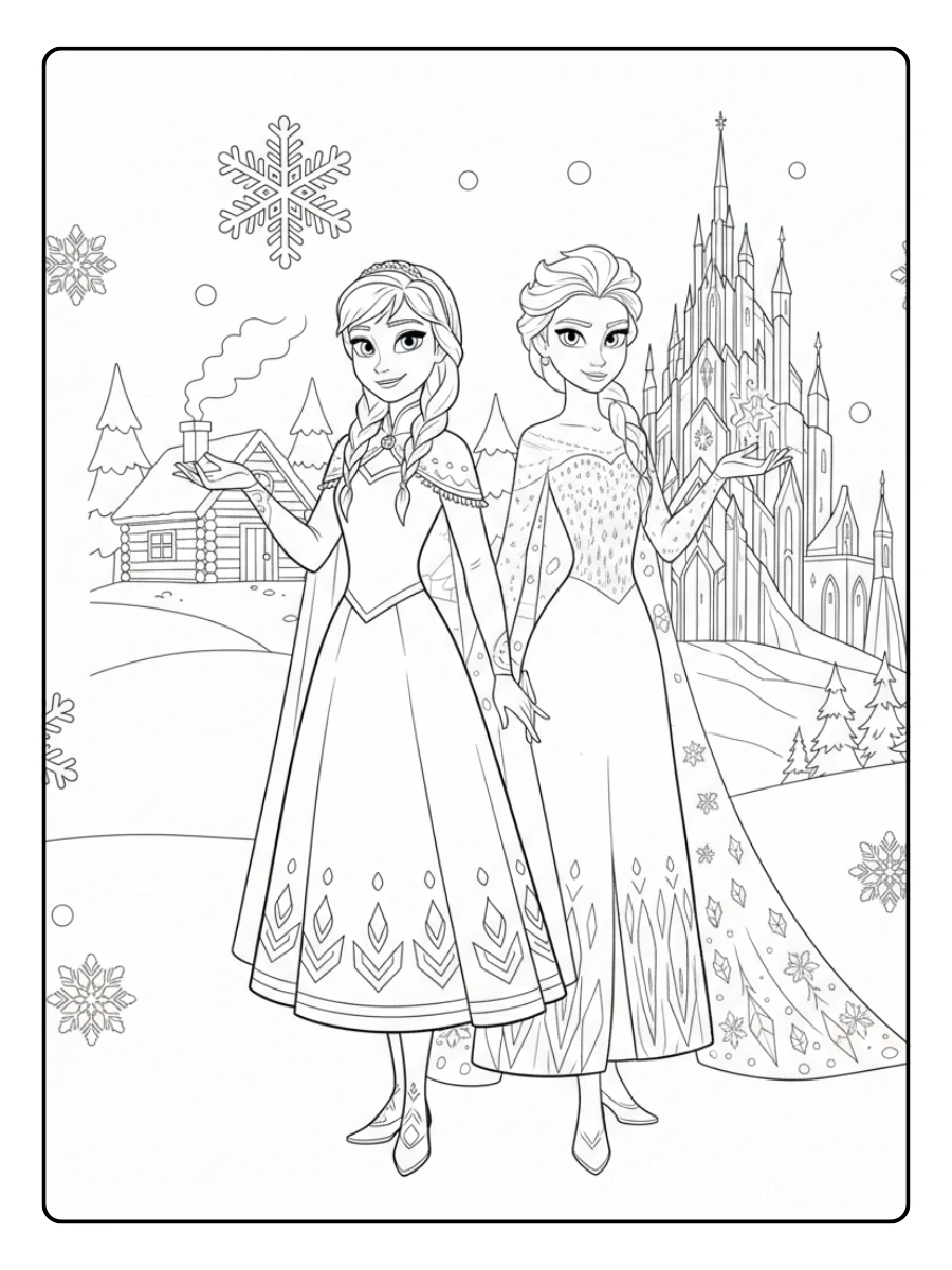 Disegni da Colorare Frozen – Anna e Elsa