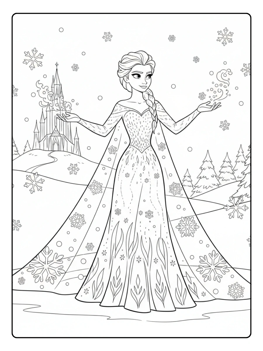 Disegni da Colorare Frozen – Elsa abito elegante