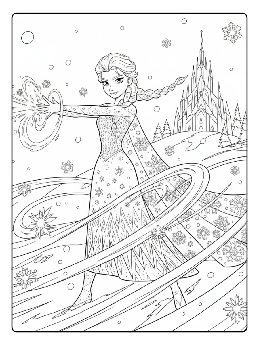Disegni da Colorare Frozen – Elsa con poteri di ghiaccio