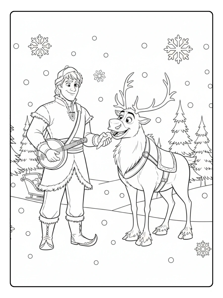 Disegni da Colorare Frozen – Kristoff e Sven