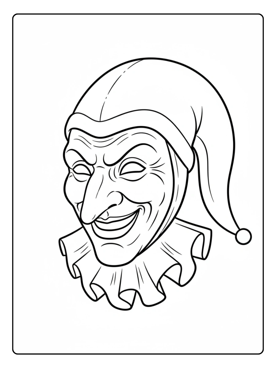 Disegni da Colorare Maschere di Carnevale – Maschera Pulcinella