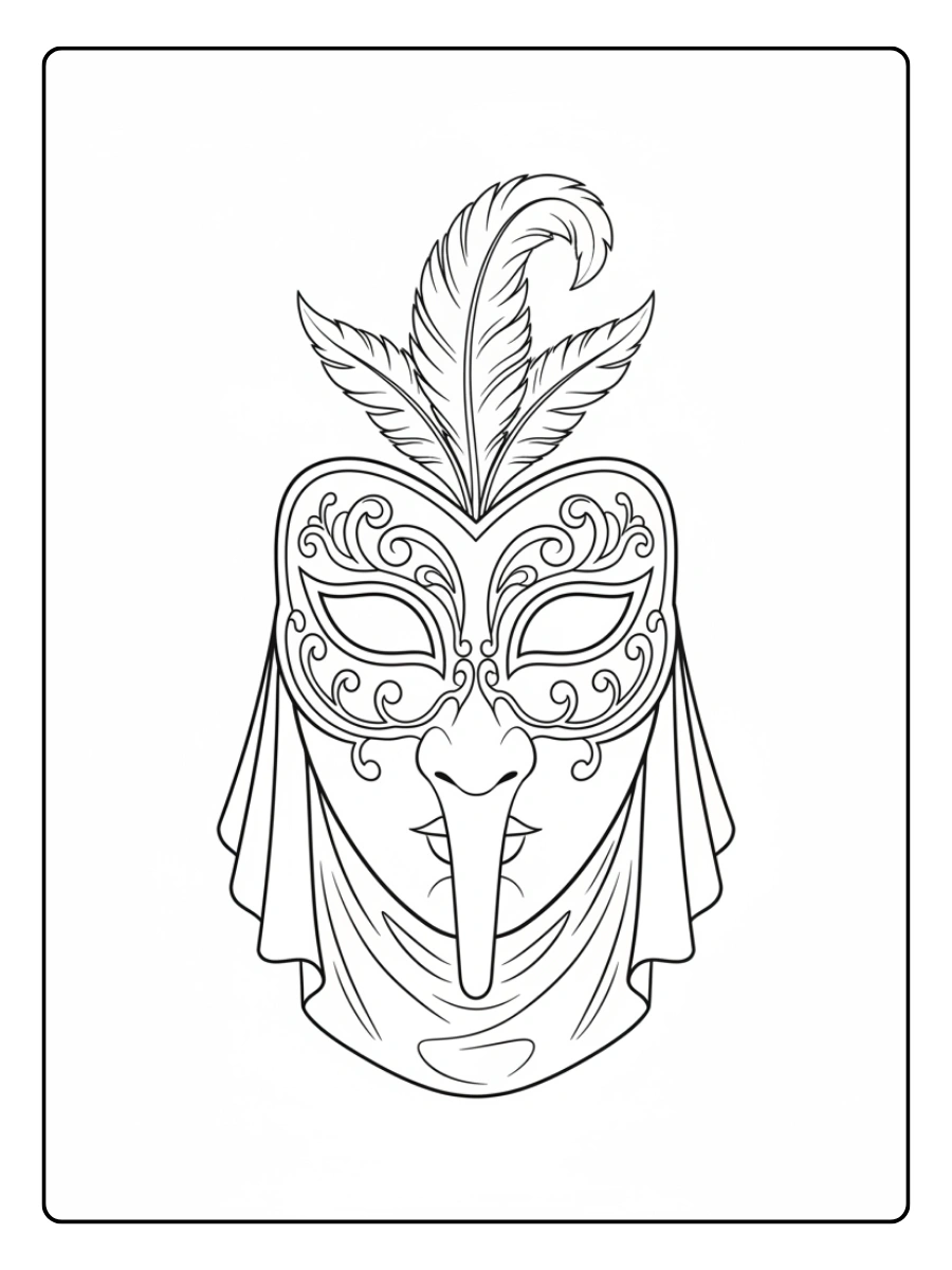 Disegni da Colorare Maschere di Carnevale – Maschera classica