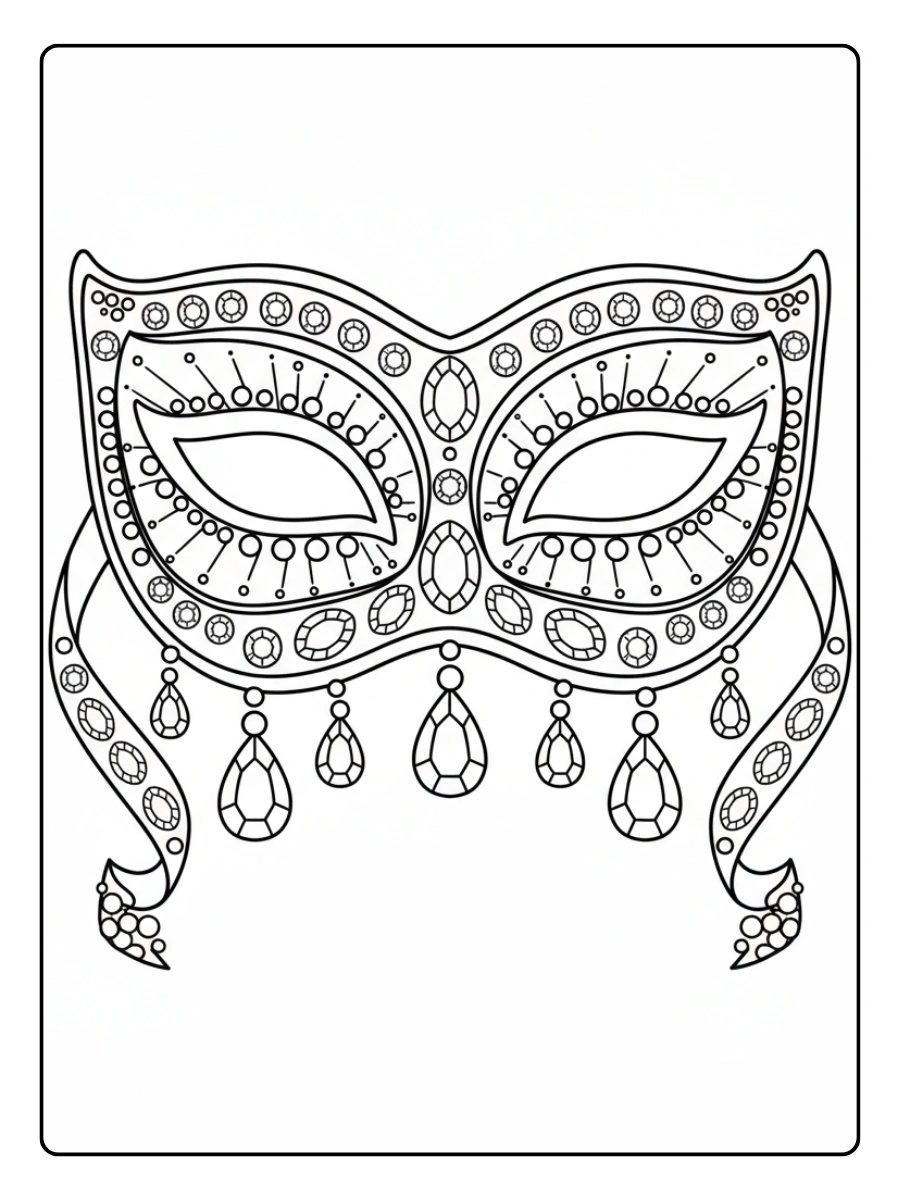 Disegni da Colorare Maschere di Carnevale – Maschera con gemme