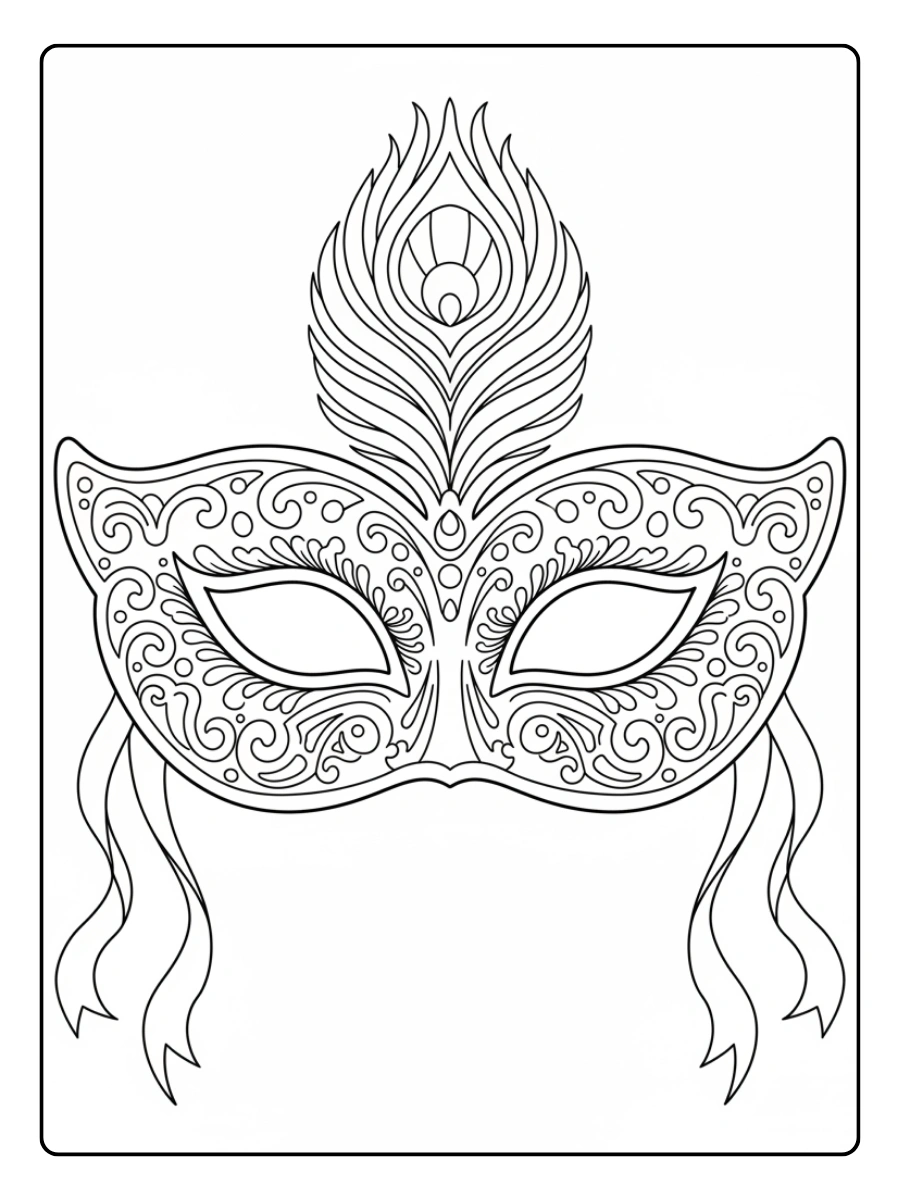 Disegni da Colorare Maschere di Carnevale – Maschera decorata
