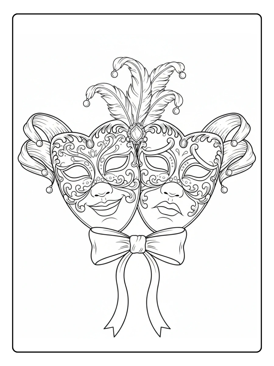 Disegni da Colorare Maschere di Carnevale – Maschera doppia