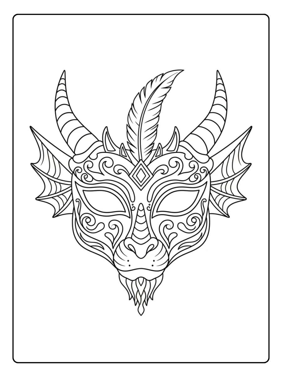 Disegni da Colorare Maschere di Carnevale – Maschera drago