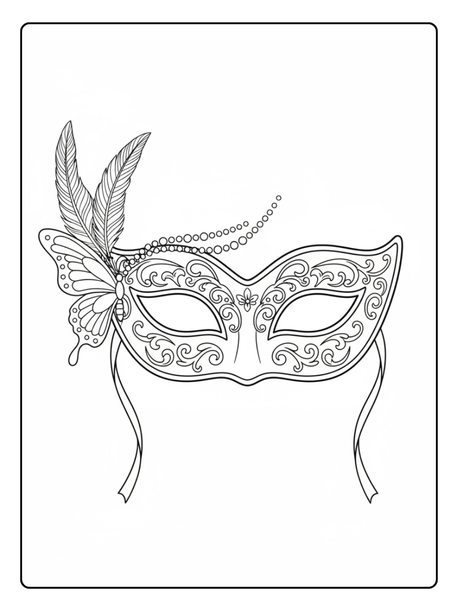 Disegni da Colorare Maschere di Carnevale – Maschera elegante