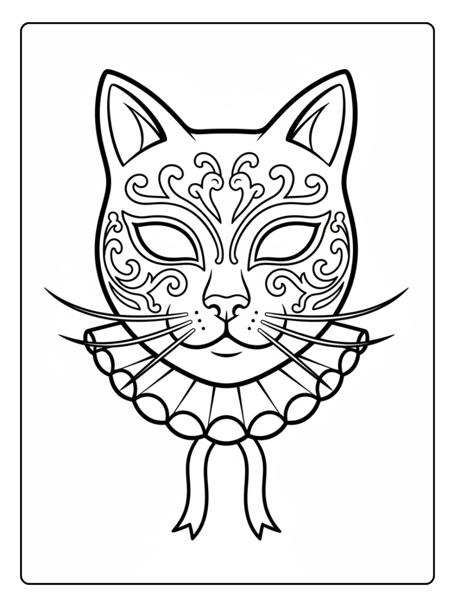 Disegni da Colorare Maschere di Carnevale – Maschera gatto