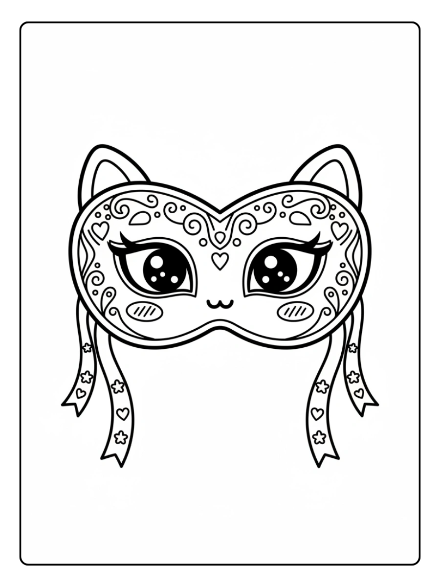 Disegni da Colorare Maschere di Carnevale – Maschera kawaii