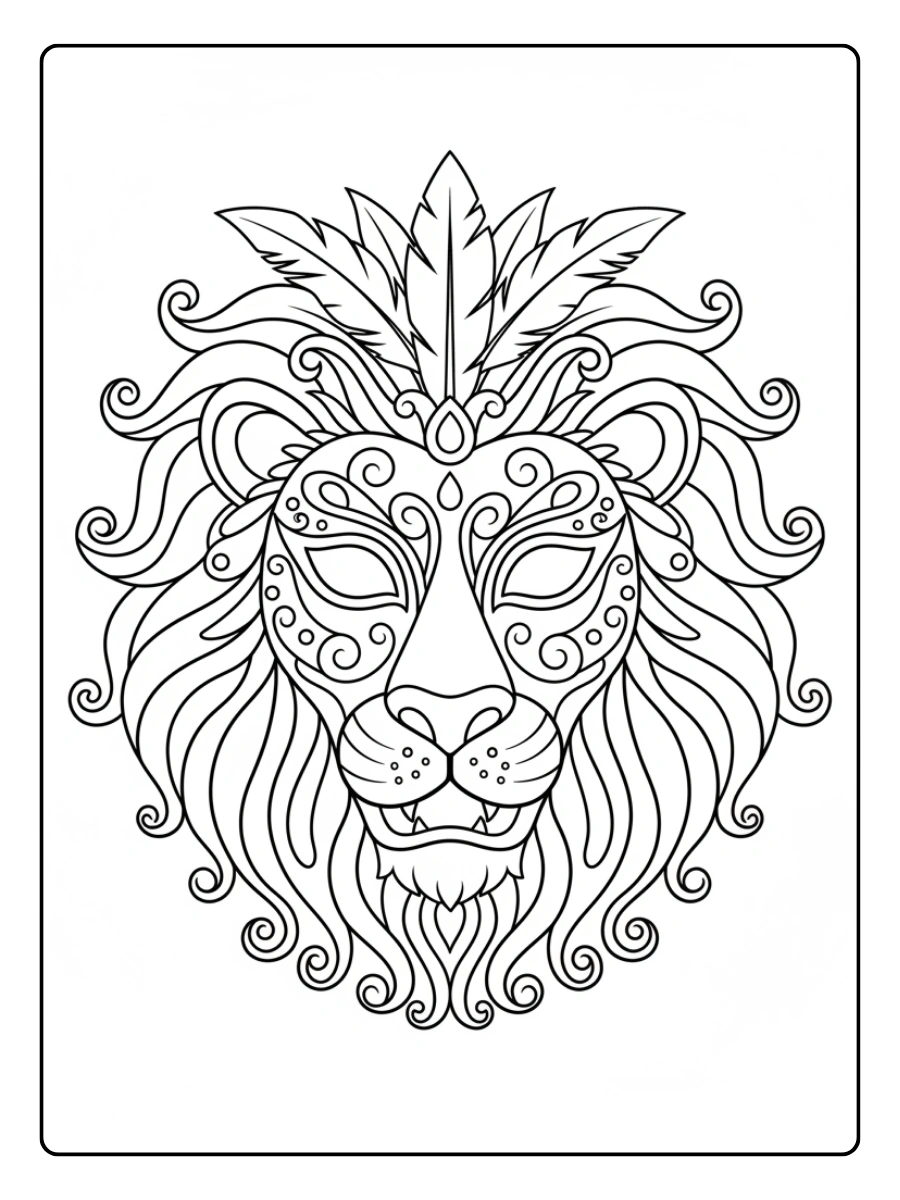 Disegni da Colorare Maschere di Carnevale – Maschera leone