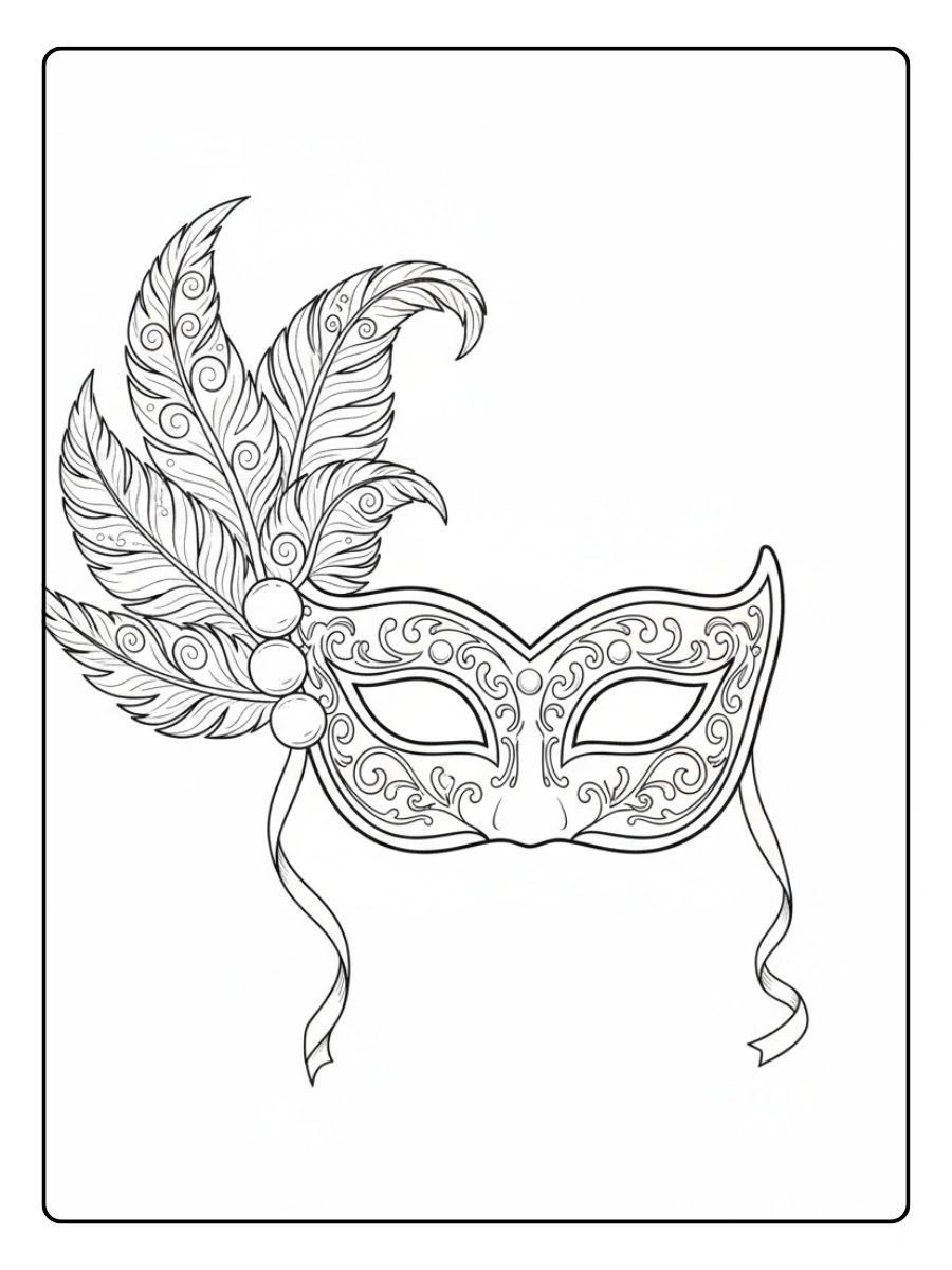Disegni da Colorare Maschere di Carnevale – Maschera veneziana