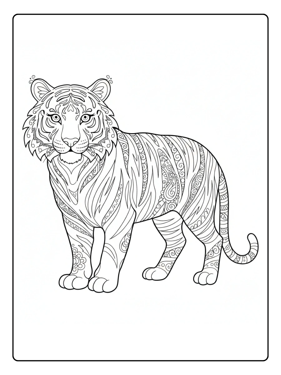 Disegni da Colorare Tigre – Tigre artistica